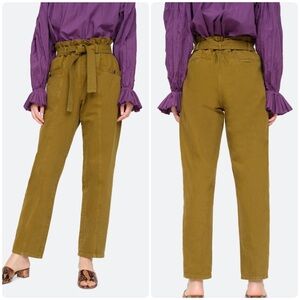 Sea New York Metta Paperbag Denim Pant Acid Wash Olive Size 4
